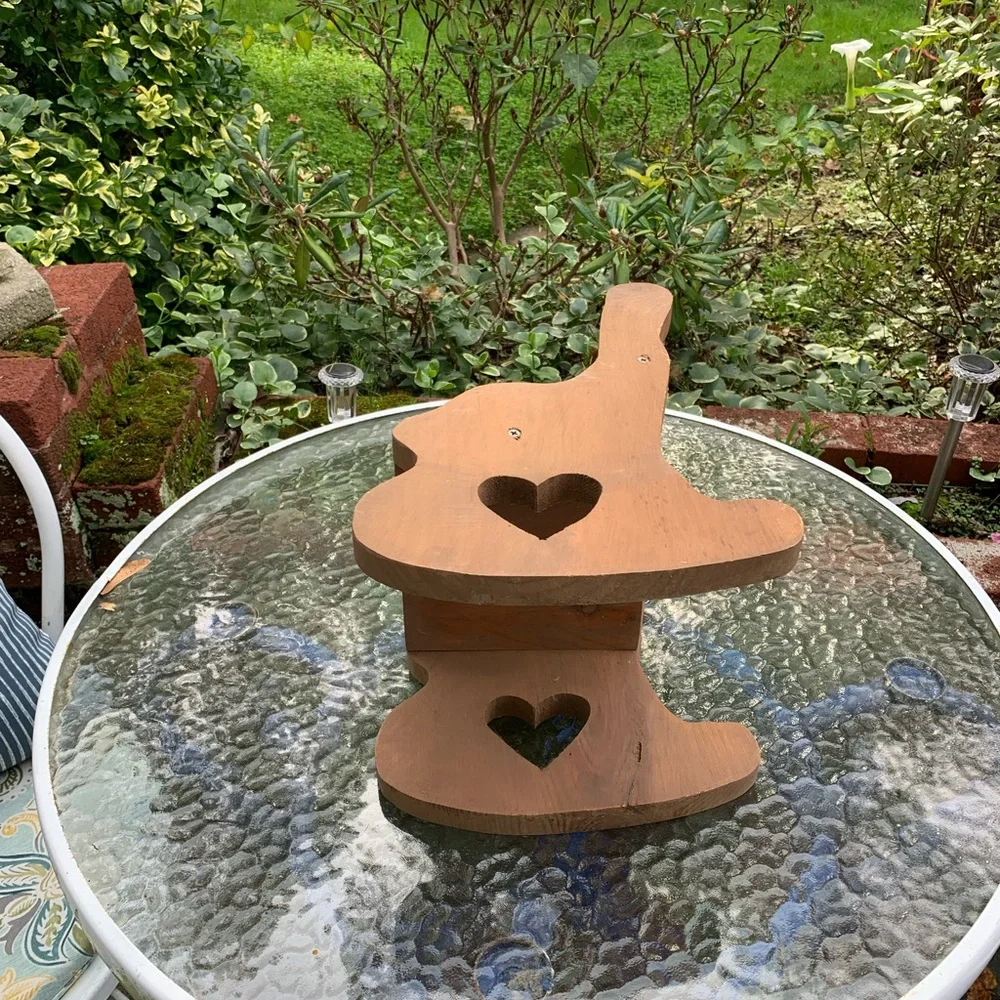 Vintage Wooden Doll Rocking Chair with Heart Cutout